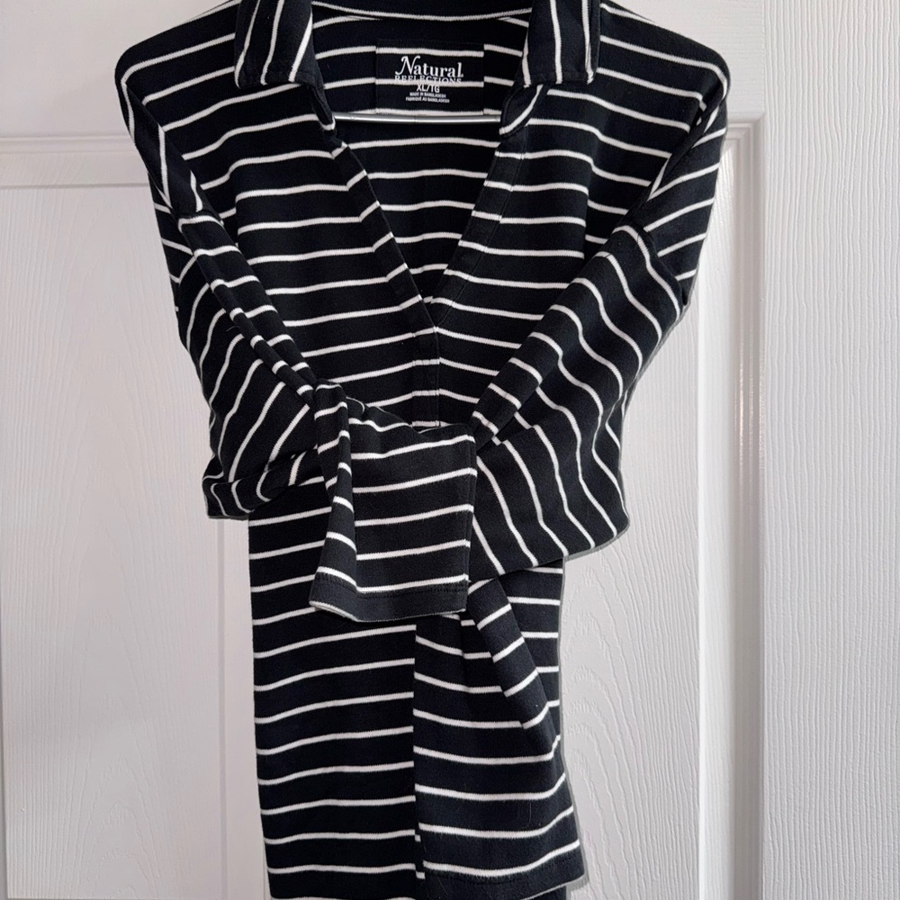 Natural Reflections Black and White Striped Shirt